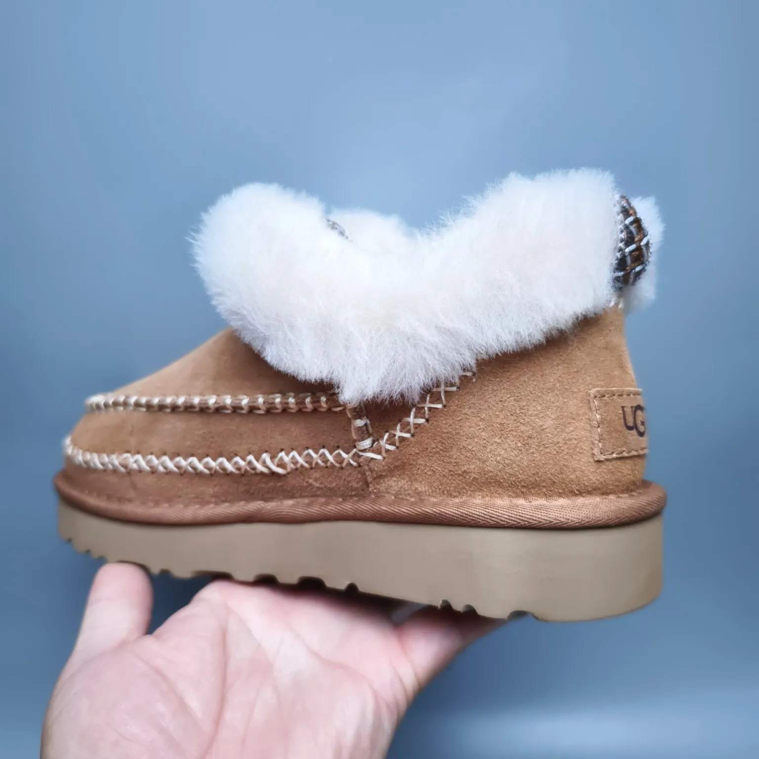 💰480 UGG sheepskin all-in-one snow boots for women 8224 suede trendy style Color: Maroon Antelope Brown Size: 35-40